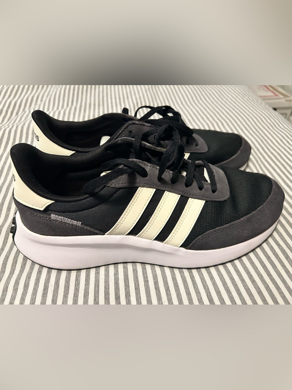 adidas Black Sneakers with Cream Stripes